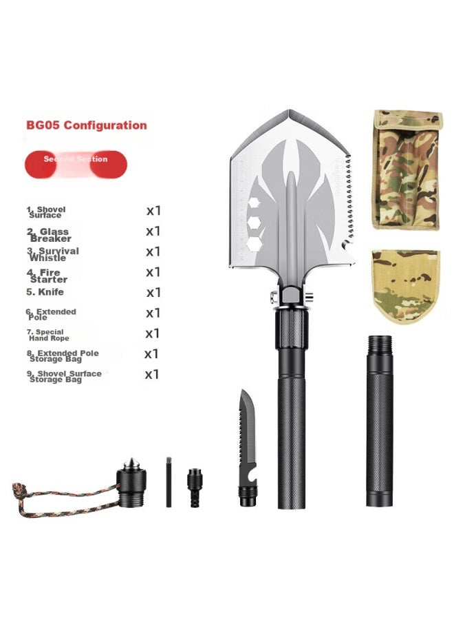 Supfire Bg05 Multifunctional Outdoor Military Shovel, Iron Spade, Manganese Steel Entrenching Tool, Folding Field Shovel, Military Shovel, Bg05-2 Section - Image 3