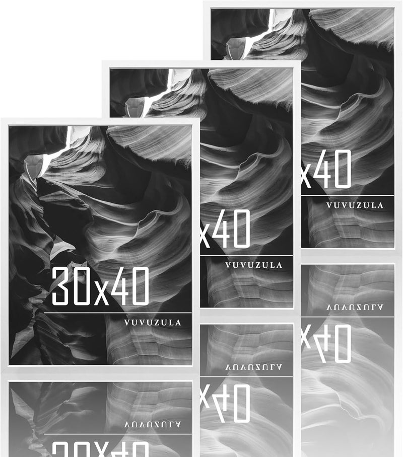 إطارات صور VUVUZULA 30 × 40 سم خشب أبيض مجموعة 3 قطع إطارات خشبية إطارات صور إطارات MDF استخدام خفيف وثقيل - Image 1