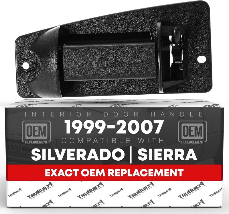 T1A Extended Cab Door Handle, Rear Driver Door Handle Compatible with 1999-2007 Chevrolet Silverado 1500 2500; 99-07 GMC Sierra 1500 2500, 01-07 Sierra, Silverado 3500 - Black - OEM 15758172 - Image 1