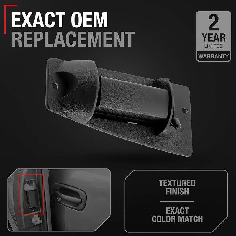 T1A Extended Cab Door Handle, Rear Driver Door Handle Compatible with 1999-2007 Chevrolet Silverado 1500 2500; 99-07 GMC Sierra 1500 2500, 01-07 Sierra, Silverado 3500 - Black - OEM 15758172 - Image 2