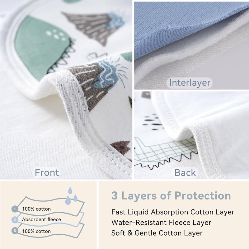 Yoofoss Baby Burp Cloths 100 Organic Cotton 5 Pack Burping Cloths for Babies Boys Girls Large 21X10 Extra Soft and Absorbent Dinosaur - Image 4