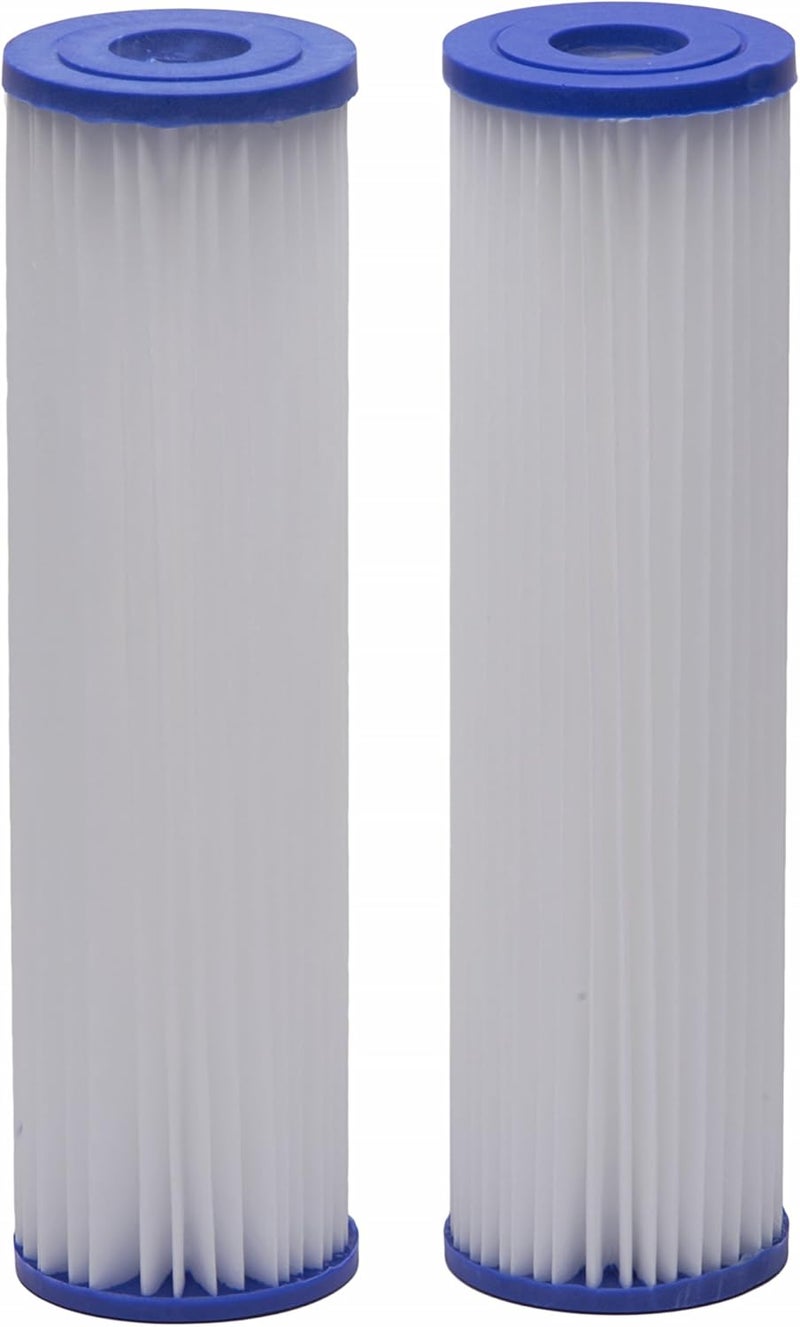 EcoPure EPW2P Pleated Universal Whole Home Water Filter 2-Pack – Fits Standard Capacity Systems – NSF Certified – 30 Micron – Reduces Sediment, Sand, Dirt & Rust – 3-Month Life per Filter - Image 1