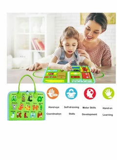 KASTWAVE Busy Board for Toddlers, Toys for 1 2 3 4 Year Old Kids Sensory Toys for Autism with Alphabet Animals Preschool Basic Dress Skills Baby Busy Book Car Airplane Activities for Travel  - Image 4