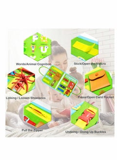 KASTWAVE Busy Board for Toddlers, Toys for 1 2 3 4 Year Old Kids Sensory Toys for Autism with Alphabet Animals Preschool Basic Dress Skills Baby Busy Book Car Airplane Activities for Travel  - Image 2