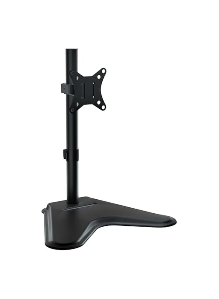 erorex Single Monitor Stand arm - Freestanding Steel Full Motion Desk Stand Riser Fits 1 Screen up to 32” with Height Adjustable, Tilt, Swivel, Rotation, VESA 75/100mm, 8KG Weight Capacity, Black - Image 1