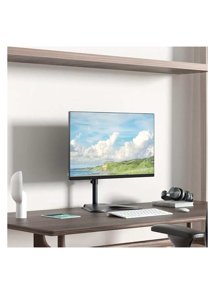 erorex Single Monitor Stand arm - Freestanding Steel Full Motion Desk Stand Riser Fits 1 Screen up to 32” with Height Adjustable, Tilt, Swivel, Rotation, VESA 75/100mm, 8KG Weight Capacity, Black - Image 2