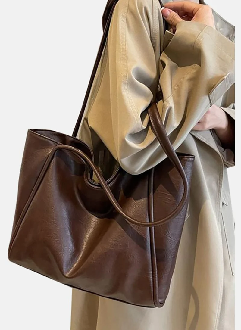 YUNIQEE Brown Solid Shopper Tote Bag