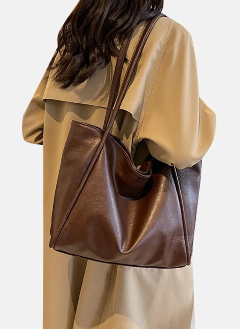 YUNIQEE Brown Solid Shopper Tote Bag