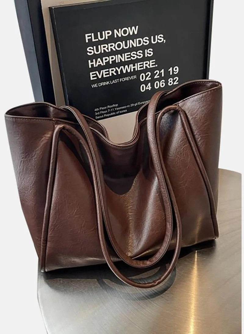 YUNIQEE Brown Solid Shopper Tote Bag