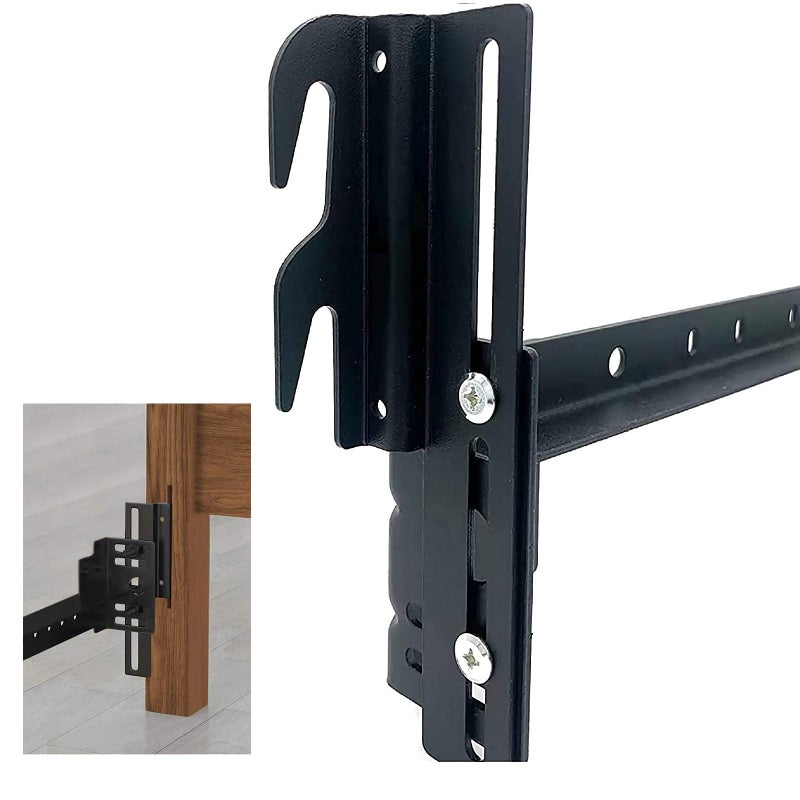 2Pcs 711 BoltOn to HookOn Bed Frame Conversion Brackets for Headboard or FootboardBed Hook Adapter kit with Hardware Hook on Bed Rails BracketsBlack