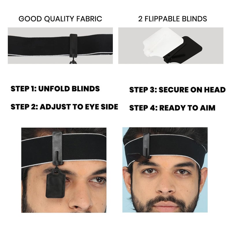 Pardini Shooting Headband Eye Blinder | Adjustable ISSF Standard Design with 2 Flippable Blinds for Archery & Pistol Sports | Enhanced Focus & Eye Protection | Lightweight & Comfortable Fit - Image 3