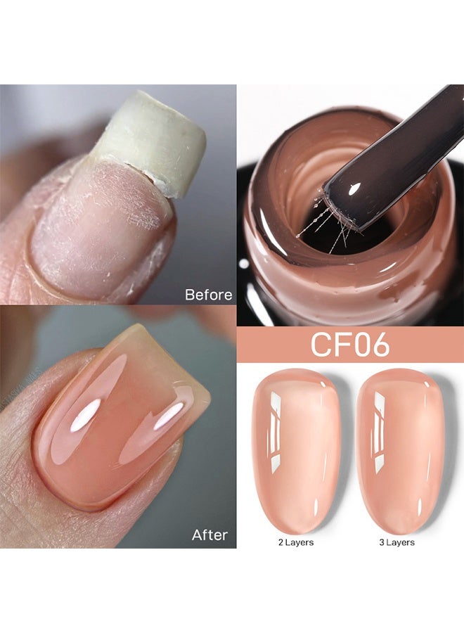 UR SUGAR Base Gel, Nail Gel Polish, Nude Fiber Glass Rubber Base Gel Nail Polish for Repair Broken Nails StrengthenerGel Base Coat Brush On Building Gel - Image 2