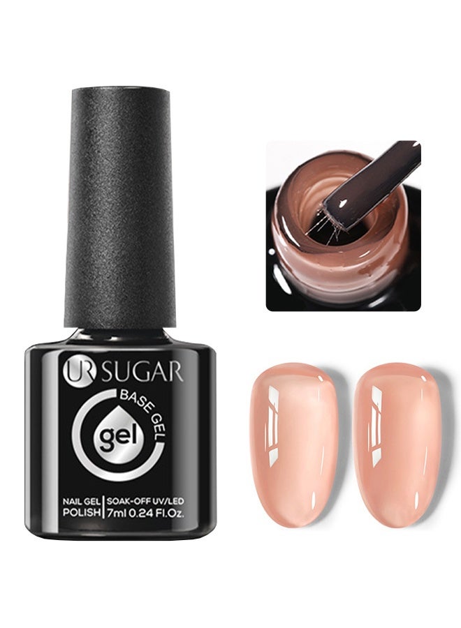 UR SUGAR Base Gel, Nail Gel Polish, Nude Fiber Glass Rubber Base Gel Nail Polish for Repair Broken Nails StrengthenerGel Base Coat Brush On Building Gel - Image 1