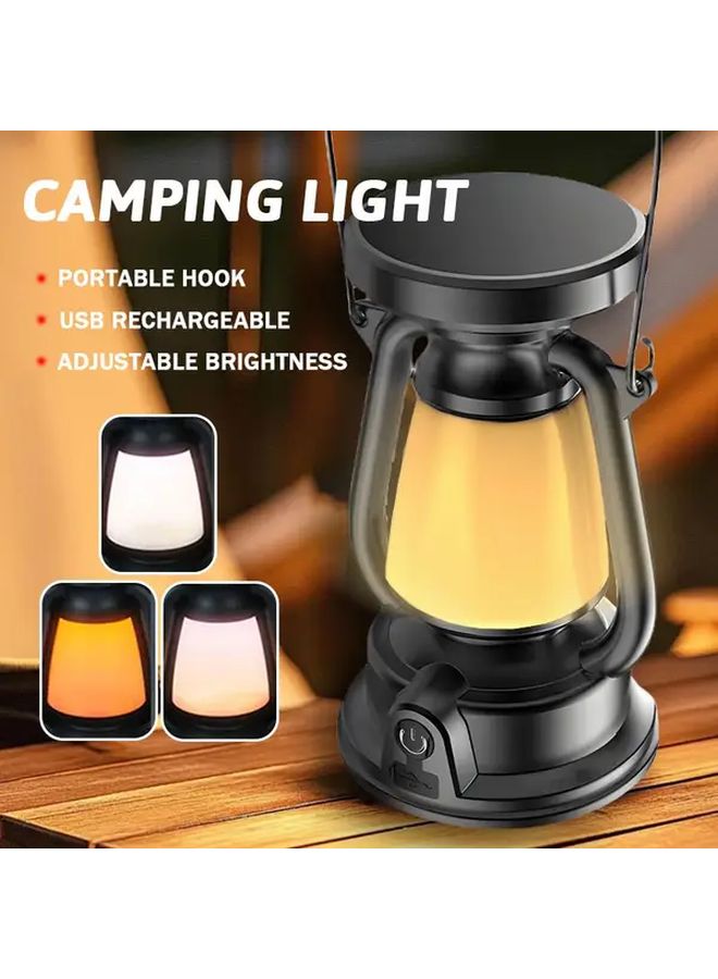 Rechargeable LED Retro Camping Lantern Portable USB Light Adjustable Brightness For Outdoor BBQ Stalls - Image 2