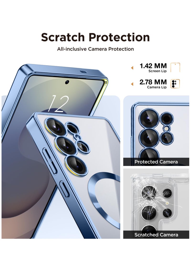 تونجيت جراب مغناطيسي متوافق مع سامسونج جالكسي S25 أولترا - [متوافق مع MagSafe] [حماية كاملة للكاميرا] [حافظة شاشة] - غطاء هاتف مقاوم للصدمات بطبقة شفافة لجالكسي S25 أولترا (أزرق/شفاف)  - Image 5