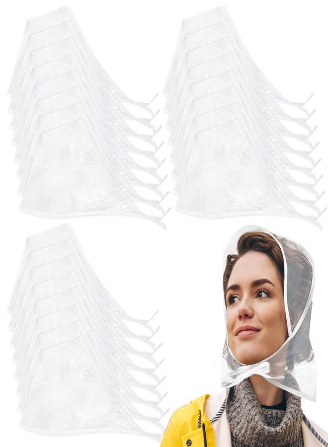 Tarpop 24 Pcs Women's Rain Bonnet Cap with Visor Clear Waterproof Scarf Plastic Hats Lady Rain Wear(Clear) - Image 1