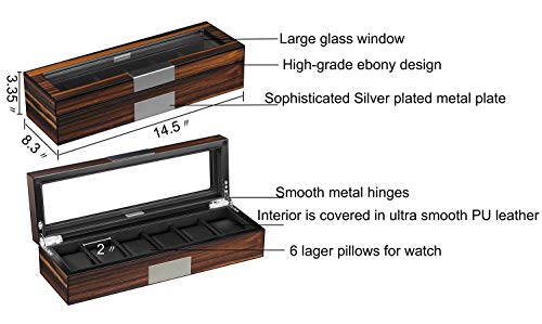 Lifomenz Co 6 Watch Box Organizer - Large Wooden Watch Storage Box Display Case - Image 5