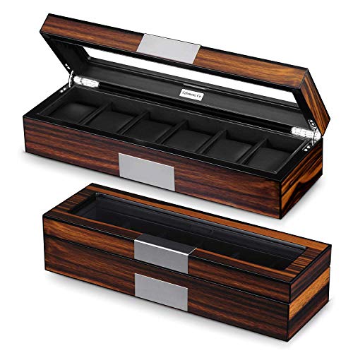 Lifomenz Co 6 Watch Box Organizer - Large Wooden Watch Storage Box Display Case - Image 1