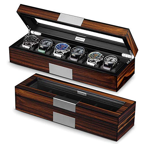 Lifomenz Co 6 Watch Box Organizer - Large Wooden Watch Storage Box Display Case - Image 3
