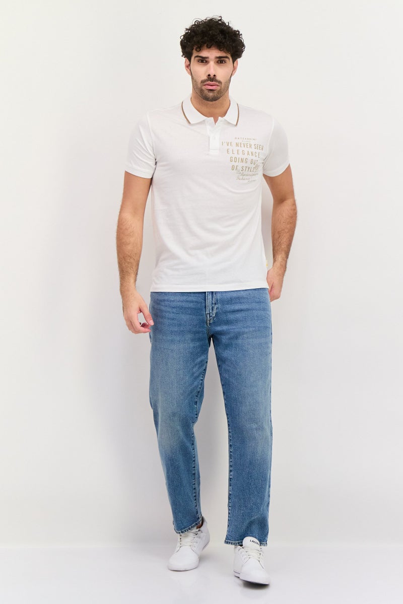 Gazzarrini Men Regular Fit Graphic Short Sleeve Polo Shirt, White - Image 2