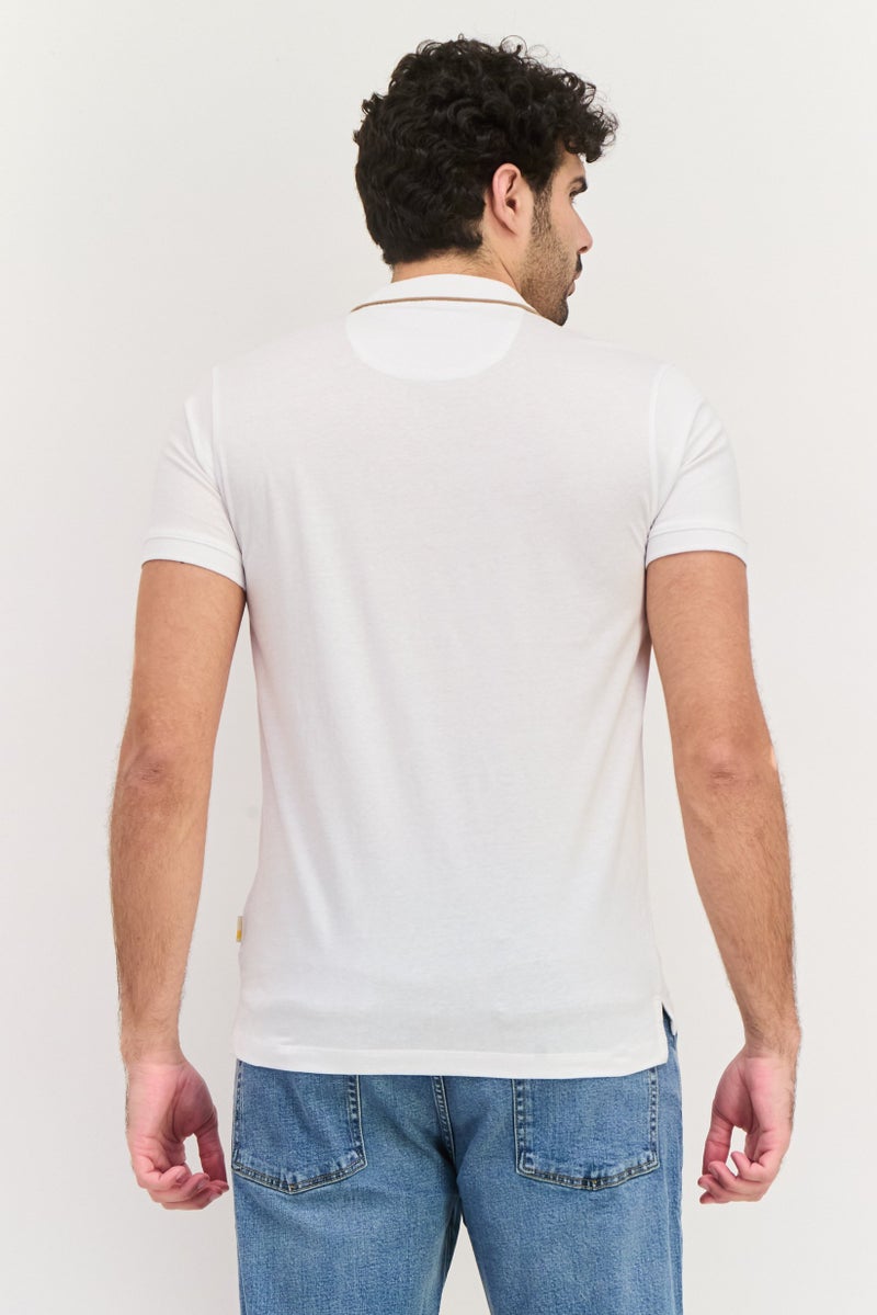 Gazzarrini Men Regular Fit Graphic Short Sleeve Polo Shirt, White - Image 1