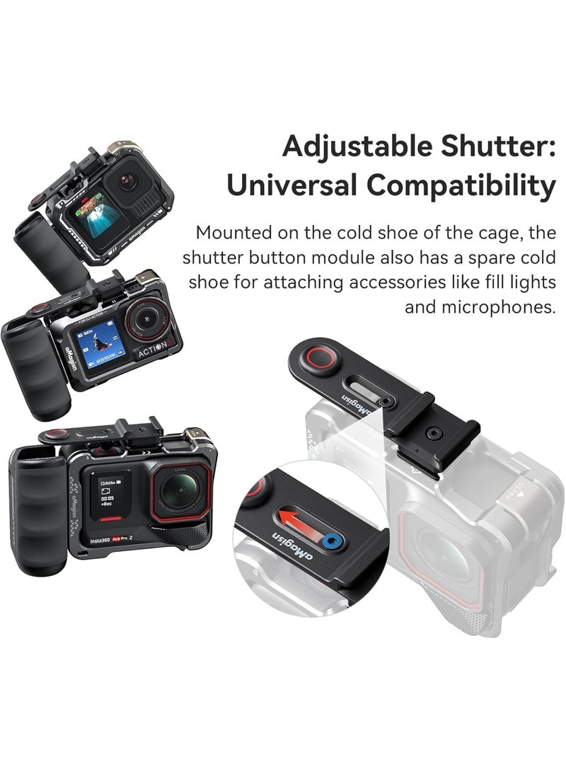 Camera Grip Holder with Shutter on For Insta360 Ace Pro2/Ace Pro,Extension Bracket Compatible Action 5 Pro/4 and Hero 13 12 11 10 9,Stabilizing Handheld Mount for Vlogging  Action Filming(Black) - Image 4