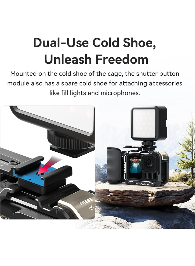 Camera Grip Holder with Shutter on For Insta360 Ace Pro2/Ace Pro,Extension Bracket Compatible Action 5 Pro/4 and Hero 13 12 11 10 9,Stabilizing Handheld Mount for Vlogging  Action Filming(Black) - Image 3