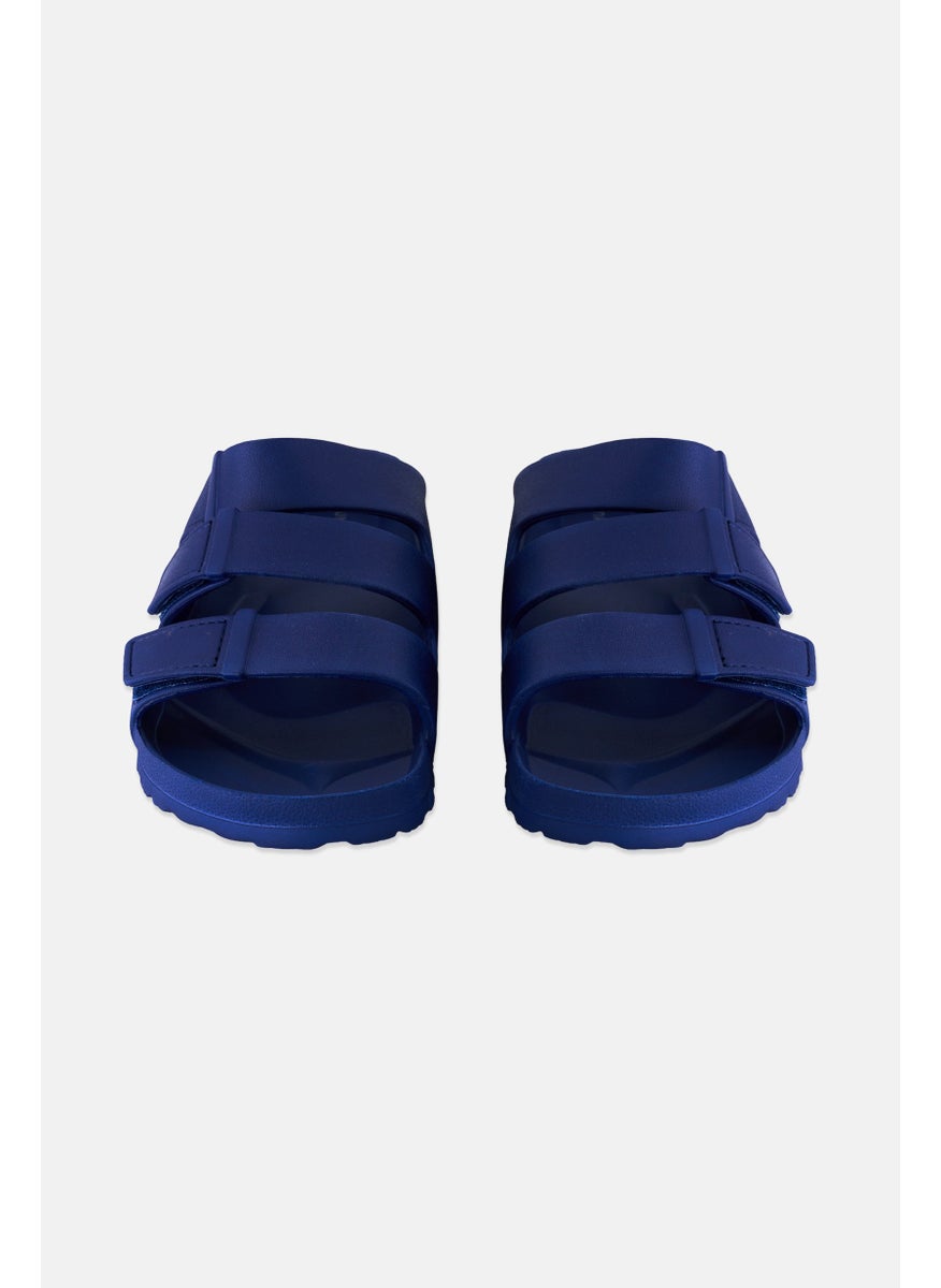 Sun Stone Men Bowie Three Velcro Strap Slide Sandals, Navy  - Image 4