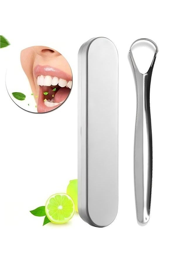 Generic Stainless Steel Tongue Scraper for Oral Cleaning, Reduces Bad Breath, Durable and Easy to Clean (Silver)  - Image 1