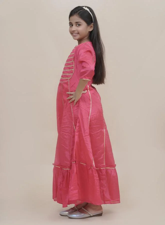 Maithili Maithili Ruffled Hem Lace Detail A-Line Maxi Dress