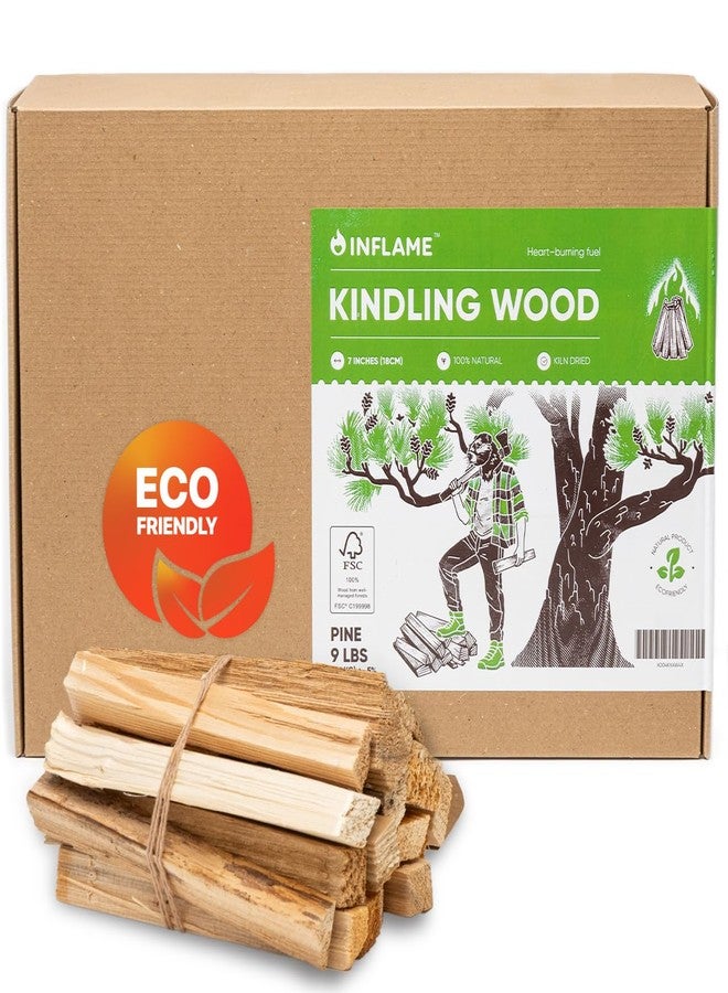 Inflame Kindling Wood 9 lbs Fire Starter Sticks for Camping, Campfires, Fireplaces, Firepit, Grill, BBQ, Wood Stoves - Natural Kiln-Dried FireStarters - Image 1