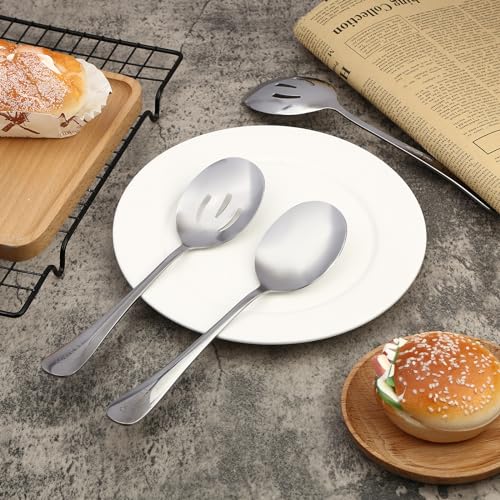 HANSGO Serving Utensils Set for Party, 6PCS Cooking Utensils Including 2 Serving Spoons, 2 Slotted Spoons, 2 Food Tongs for Wedding Party Family Dinners - Image 4
