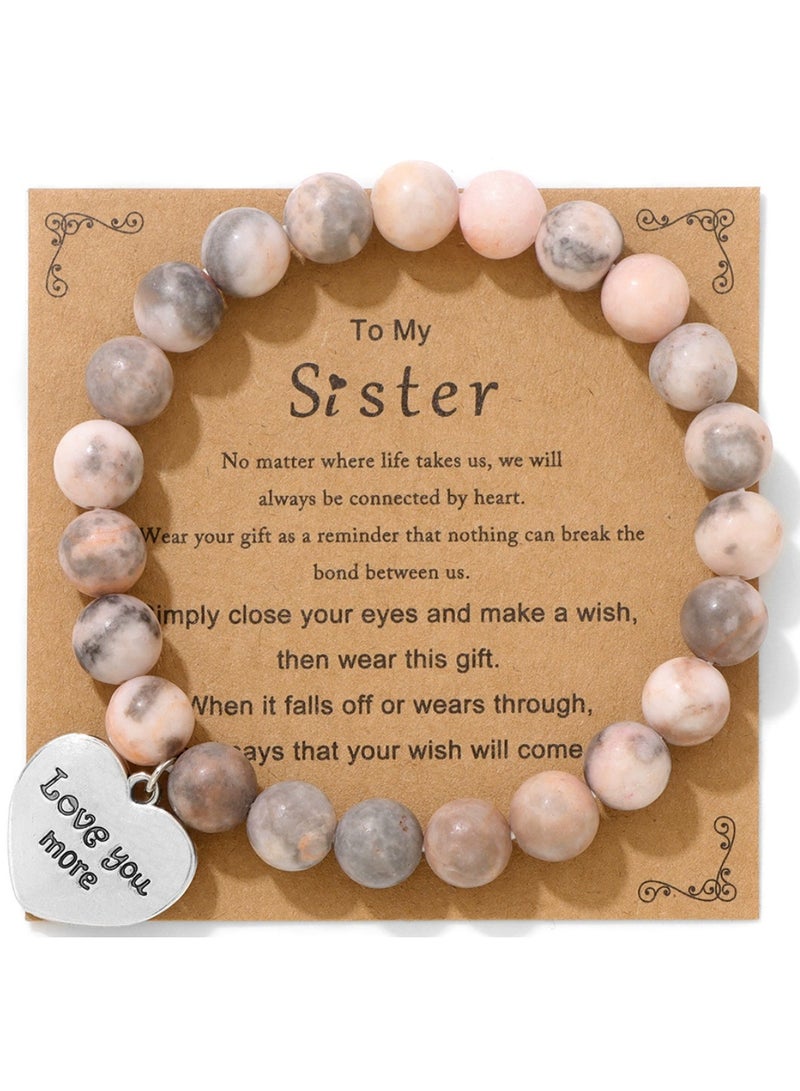 Card-mounted Stone Bead Elastic Rope Bracelet for My Sister