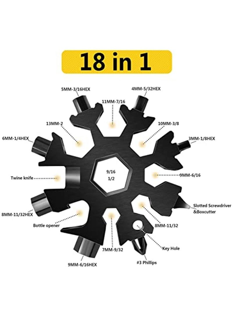 1 Piece Snowflake Multi-Tool, 18-in-1 Stainless Steel Standard Multitool, Wrench with Key Ring, Great for men Gift  - Image 2