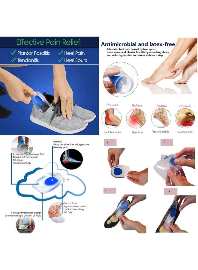 KIDINGTON Gel Heel Pad Socks 1- Pair, Silicon gel heel pad Socks 2- Pair, Heel Protector Insole Cups 1- Pair (Multi Color) - Image 3