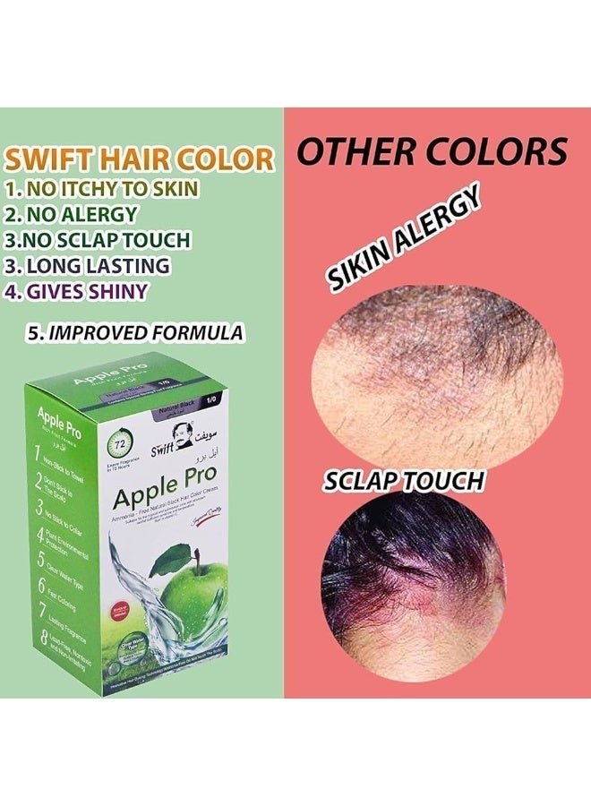 سويفت صبغة شعر أبل برو غراي كوفرج، كريم لون شعر أسود طبيعي 500X2 مل (أسود طبيعي) - Image 4