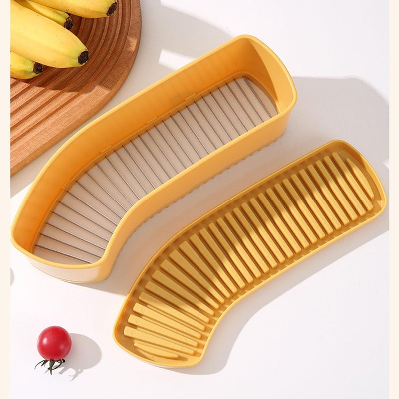 Yellow Banana Slicer Stainless Steel Blade Fruit Vegetable Cutter for Kitchen Salad Snacks - Image 5