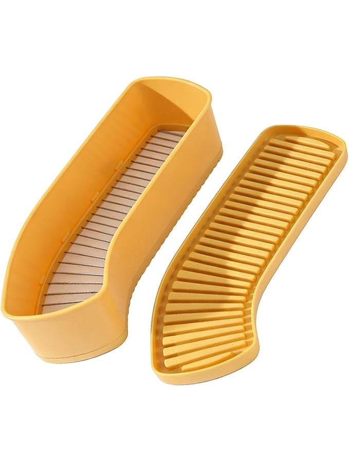 Yellow Banana Slicer Stainless Steel Blade Fruit Vegetable Cutter for Kitchen Salad Snacks - Image 1