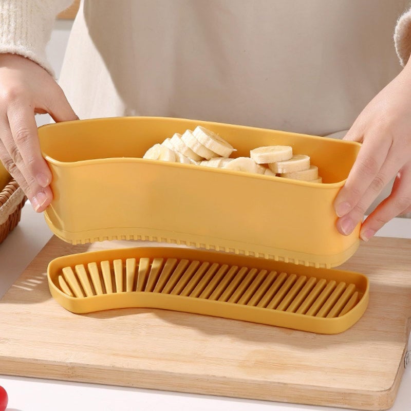 Yellow Banana Slicer Stainless Steel Blade Fruit Vegetable Cutter for Kitchen Salad Snacks - Image 3