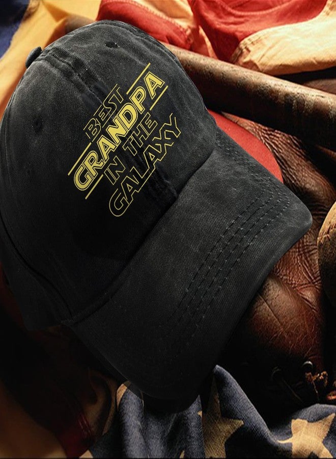 rofiowa Best Grandpa in The Galaxy Adjustable Cotton Baseball Cap, Funny Retro Black Trucker Hat Outdoor Accessories for Men Grandpa Dad Husband Travel Lover, Retirement Birthday - Image 4