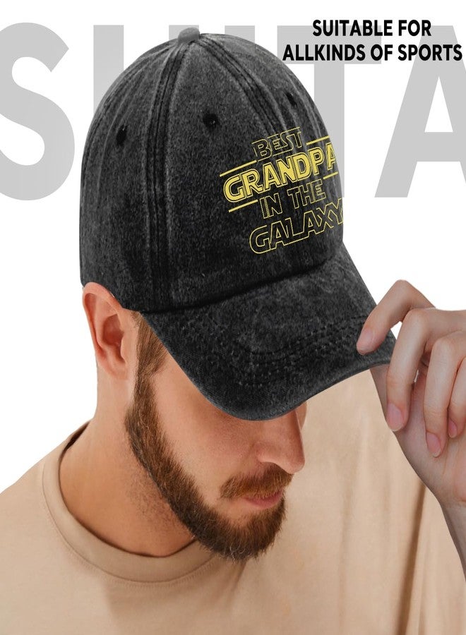 rofiowa Best Grandpa in The Galaxy Adjustable Cotton Baseball Cap, Funny Retro Black Trucker Hat Outdoor Accessories for Men Grandpa Dad Husband Travel Lover, Retirement Birthday - Image 5