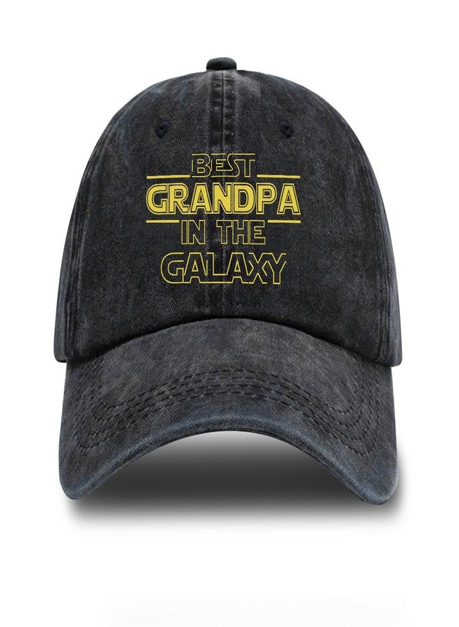 rofiowa Best Grandpa in The Galaxy Adjustable Cotton Baseball Cap, Funny Retro Black Trucker Hat Outdoor Accessories for Men Grandpa Dad Husband Travel Lover, Retirement Birthday - Image 1
