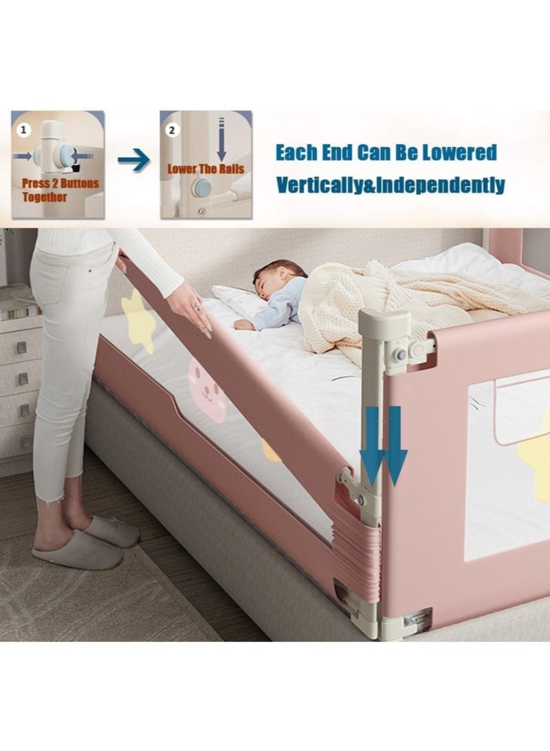 Bed Rail for Toddlers Bed Guard Fence Baby Bedrail Guard Adjustable Swing Down Bed Rail Collapsible Safety Bed Barrier for Kids (Rabbit) - Image 3