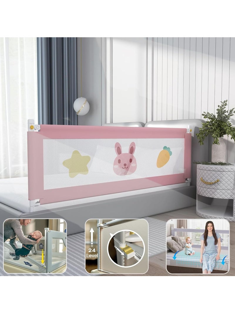 Bed Rail for Toddlers Bed Guard Fence Baby Bedrail Guard Adjustable Swing Down Bed Rail Collapsible Safety Bed Barrier for Kids (Rabbit) - Image 1