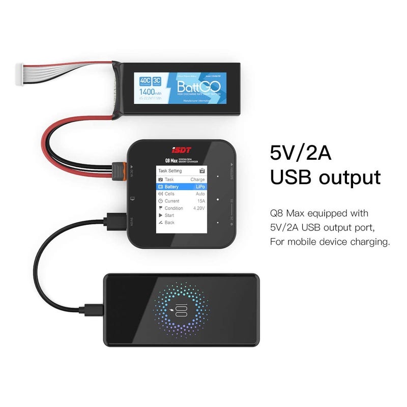 iSDT شاحن بطارية ISDT Q8 MAX DC 1000W ليثيوم، شاحن بطارية ذكي متوازن بشاشة LCD، شاحن سريع للتوازن والتفريغ لبطاريات 1-8S Li-Po/Li-Ion/Li-Fe، 1-7S Li-Hv، 1-12S Pb، 1-16S NiMH/Cd - Image 2