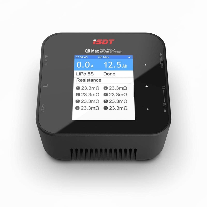 iSDT شاحن بطارية ISDT Q8 MAX DC 1000W ليثيوم، شاحن بطارية ذكي متوازن بشاشة LCD، شاحن سريع للتوازن والتفريغ لبطاريات 1-8S Li-Po/Li-Ion/Li-Fe، 1-7S Li-Hv، 1-12S Pb، 1-16S NiMH/Cd - Image 1