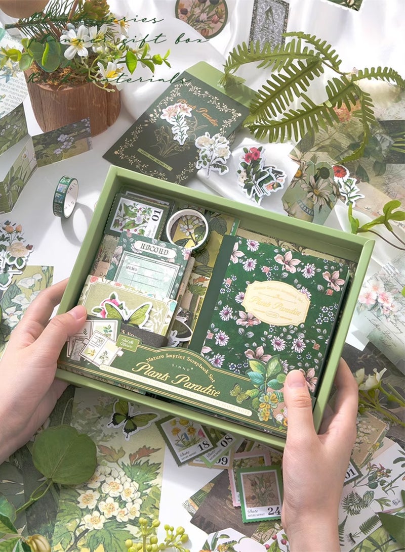 Vintage Aesthetic Scrapbook Kit(180pcs), Plant Theme Journal Kit with Journaling/Scrapbooking Supplies, Stationery, A6 Grid Notebook Graph Ruled Pages.DIY Gift for Teen Girl Kid Women. - Image 5