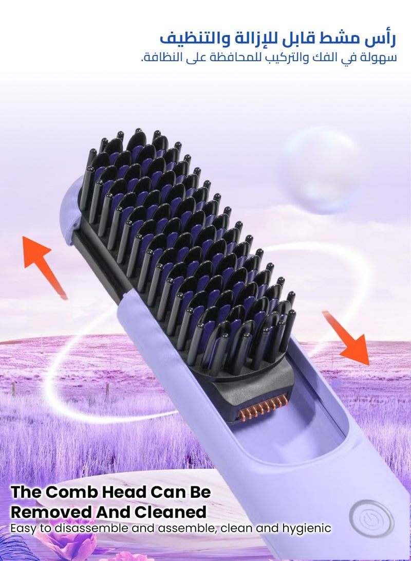 BOMIDI Cordless Hair Straightener Comb Detachable for Easy Clean And 2 clips, 200M Ions, 6 Speed Smart Temp, Dual Charging, Ideal for On - the - Go Styling - Purple, HB3-PURPLE - Image 2