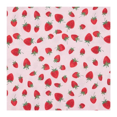 Hobby Lobby Strawberries Dots Apparel Fabric 1 Yard Printed Sewing Lightweight Precut Fabric for Sewing Clothes Homeware Other Accessories - Image 1