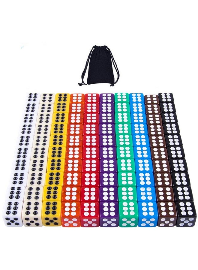 AUSTOR AUSTOR 100 Pieces 12mm Dices 6 Sided Game Dice Set Square Corner Dice with a Drawstring Pouch  - Image 1